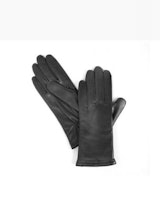 Isotoner Smooth Leather Gloves with Palm Gathered Wrist - Fleece Lined